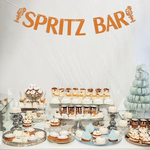 Spritz Bar Banner - Spritz O’Clock Banner, Spritz Birthday Decor, Lemon Citrus Bridal Shower Bachelorette Wedding Party Decorations Orange Glitter in Saudi Arabia