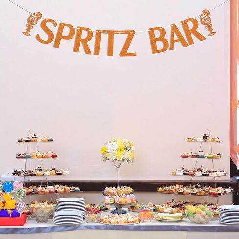 Spritz Bar Banner - Spritz O’Clock Banner, Spritz Birthday Decor, Lemon Citrus Bridal Shower Bachelorette Wedding Party Decorations Orange Glitter in Saudi Arabia