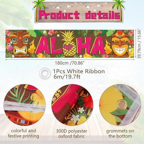 OuMuaMua Hawaiian Luau Party Decorations, Aloha Party Decorations, Tiki Decorations Aloha sign with Lights for Summer Aloha Moana Hawaii Luau Party Decoration, Tropical Birthday Tiki Party Supplies in Saudi Arabia