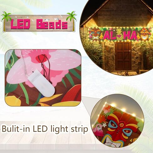 OuMuaMua Hawaiian Luau Party Decorations, Aloha Party Decorations, Tiki Decorations Aloha sign with Lights for Summer Aloha Moana Hawaii Luau Party Decoration, Tropical Birthday Tiki Party Supplies in Saudi Arabia