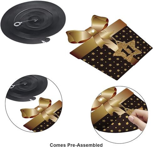 BRT Bearingshui Happy 11th Birthday Hanging Swirls Streams Ceiling Decorations, Celebration 11 Foil Hanging Swirls with Cutouts for 11 Years Old Black and Gold Birthday Party Decorations Supplies in Saudi Arabia