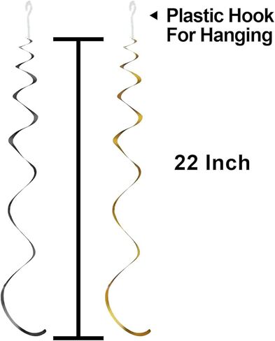 BRT Bearingshui Happy 11th Birthday Hanging Swirls Streams Ceiling Decorations, Celebration 11 Foil Hanging Swirls with Cutouts for 11 Years Old Black and Gold Birthday Party Decorations Supplies in Saudi Arabia