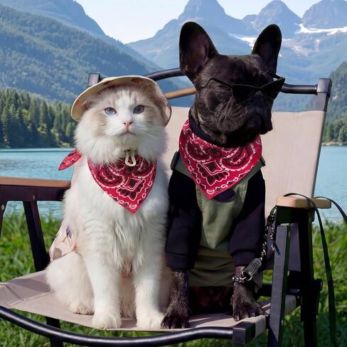 Cicy Bell Paisley Pet Bandanas للكلاب والقطط أوشحة مربعة من القطن خفيفة الوزن مزدوجة الجوانب للمشي والحفلات والصور in Saudi Arabia