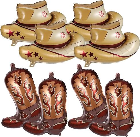 8 Pcs Western Balloons, Cowboy Party Decorations Rodeo Western Party Decorations Boot Cowboy Balloons Decor Cowgirl Boot Balloon Cowboy Hat for Western Themed Birthday Bachelorette Babyshower Party in Saudi Arabia