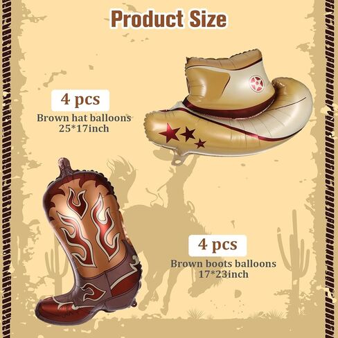 8 Pcs Western Balloons, Cowboy Party Decorations Rodeo Western Party Decorations Boot Cowboy Balloons Decor Cowgirl Boot Balloon Cowboy Hat for Western Themed Birthday Bachelorette Babyshower Party in Saudi Arabia
