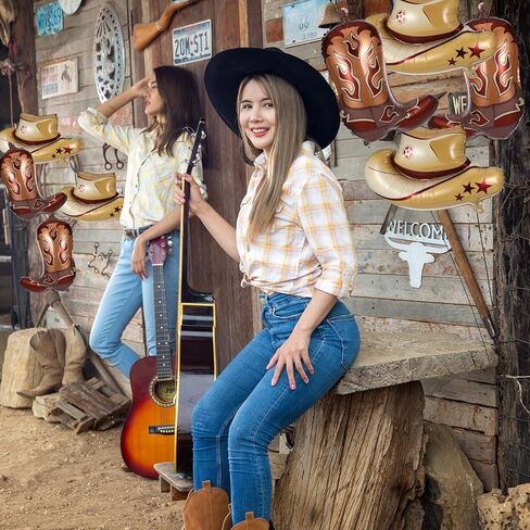 8 Pcs Western Balloons, Cowboy Party Decorations Rodeo Western Party Decorations Boot Cowboy Balloons Decor Cowgirl Boot Balloon Cowboy Hat for Western Themed Birthday Bachelorette Babyshower Party in Saudi Arabia