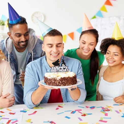 غلاف كعكة عيد ميلاد سعيد - ديكور عيد ميلاد خيال علمي لامع أسود للأولاد، مستلزمات الحفلات الكونية للأطفال والاحتفالات ذات الطابع الخاص in Saudi Arabia