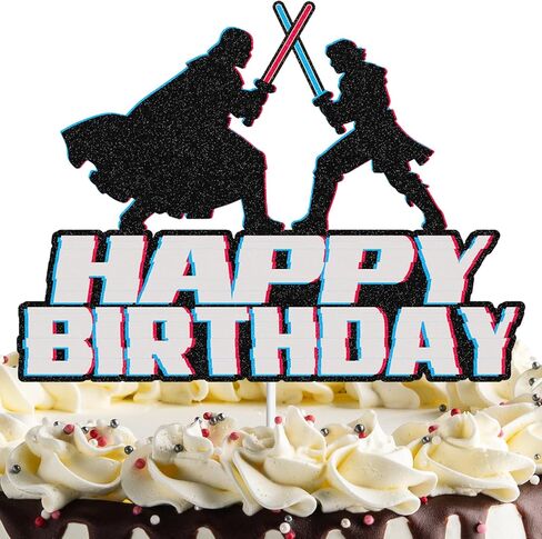 غلاف كعكة عيد ميلاد سعيد - ديكور عيد ميلاد خيال علمي لامع أسود للأولاد، مستلزمات الحفلات الكونية للأطفال والاحتفالات ذات الطابع الخاص in Saudi Arabia