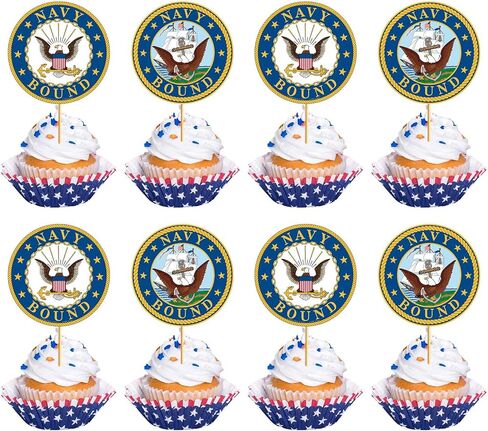 24 Pcs Army Cupcake Toppers - Navy Party Decorations Army Cake Decorations Navy Bound Cupcake Toppers in Saudi Arabia