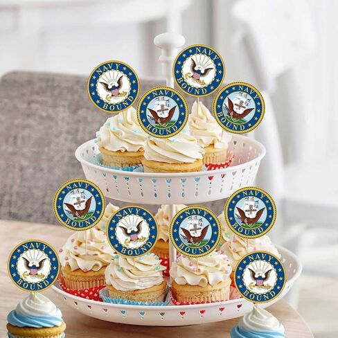24 Pcs Army Cupcake Toppers - Navy Party Decorations Army Cake Decorations Navy Bound Cupcake Toppers in Saudi Arabia
