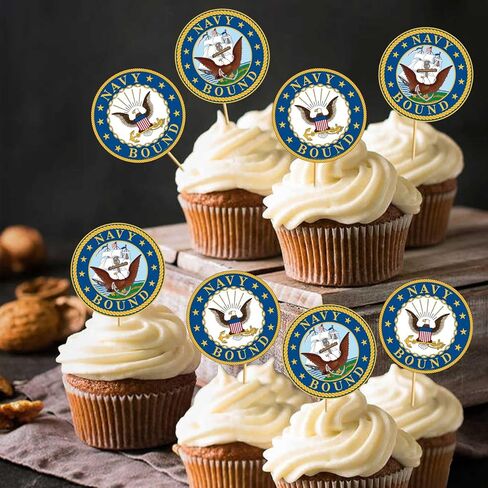 24 Pcs Army Cupcake Toppers - Navy Party Decorations Army Cake Decorations Navy Bound Cupcake Toppers in Saudi Arabia