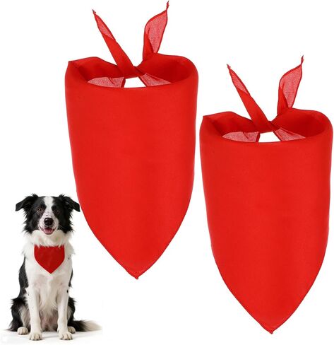 2 Pcs Red Dog Bandanas Blank Triangle Personalized Dog Bandana Plain Dogs Scarf for Medium Dogs Party Fun Idea in Kuwait