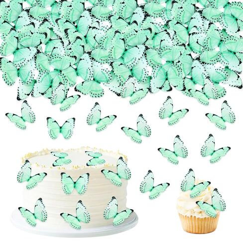 Edible Blue Butterflies 60pcs Cake Cupcake Toppers Wafer Paper Butterfly Decorations for Wedding, Birthday, Baby Shower Party Edible Cupcake Toppers for Cakes, Cookies (Blue Butterflies-C) in Saudi Arabia