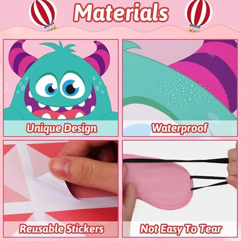 Valentine Day Games for Kids Pin The Heart on The Monster Valentine Games with 36 PCS Heart Stickers Valentines Day Party Games Classroom School Activities Family Kids Valentines Party Supplies in Saudi Arabia