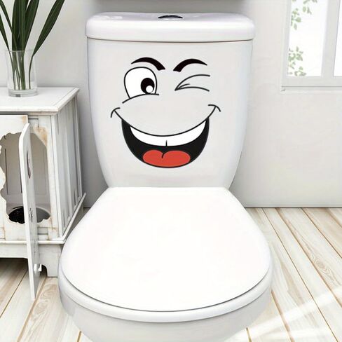 4 Sheets Cartoon Face Stickers Set, Self-Adhesive Removable Wall & Home Decoration Stickers for Trash Can, Toilet, Fridge in Saudi Arabia