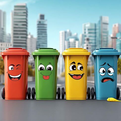 4 Sheets Cartoon Face Stickers Set, Self-Adhesive Removable Wall & Home Decoration Stickers for Trash Can, Toilet, Fridge in Saudi Arabia