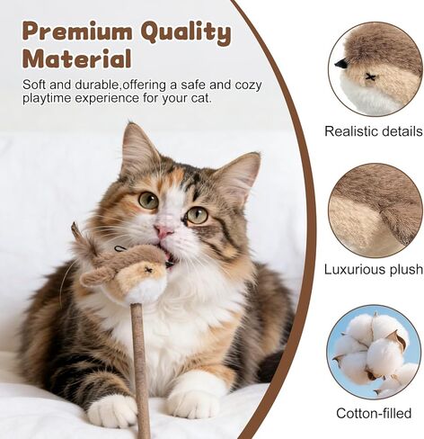 Interactive Cat Toy for Indoor Cats, Chirping Bird Cat Toy with Green Turf Base, Real Bird Sound and Feather Tail, Cats Exercise & Kicker to Self Play in Saudi Arabia