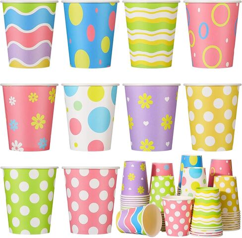 Chuangdi 100 Pcs Easter Disposable Paper Cups 9 oz Tea Coffee Cups for Easter Day Party Drinkware Holiday Supplies, 10 Styles(Cute) in Saudi Arabia