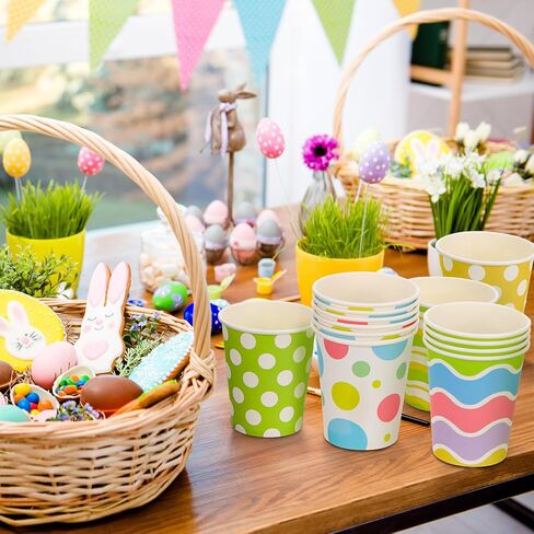Chuangdi 100 Pcs Easter Disposable Paper Cups 9 oz Tea Coffee Cups for Easter Day Party Drinkware Holiday Supplies, 10 Styles(Cute) in Saudi Arabia