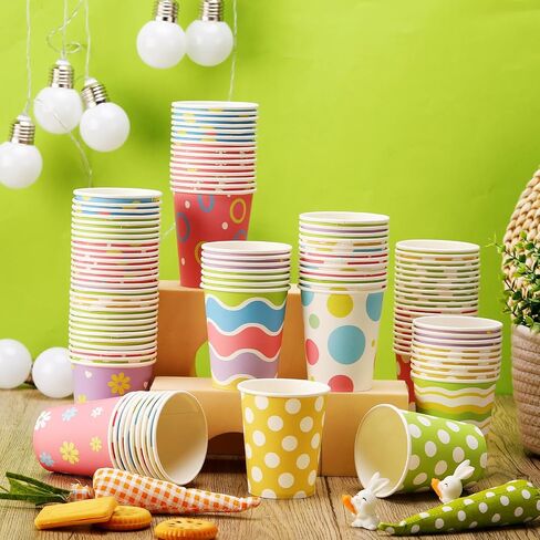 Chuangdi 100 Pcs Easter Disposable Paper Cups 9 oz Tea Coffee Cups for Easter Day Party Drinkware Holiday Supplies, 10 Styles(Cute) in Saudi Arabia