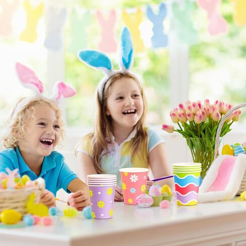 Chuangdi 100 Pcs Easter Disposable Paper Cups 9 oz Tea Coffee Cups for Easter Day Party Drinkware Holiday Supplies, 10 Styles(Cute) in Saudi Arabia