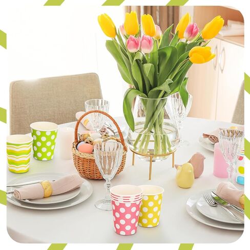 Chuangdi 100 Pcs Easter Disposable Paper Cups 9 oz Tea Coffee Cups for Easter Day Party Drinkware Holiday Supplies, 10 Styles(Cute) in Saudi Arabia