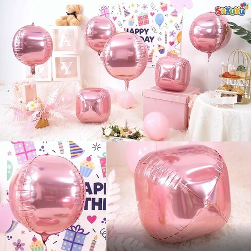 22 Inch Pink Foil Balloons, 6Pcs Large Metallic Pink Round Balloons, Baby Pink Balloon for Women Princess Birthday Party Baby Shower Wedding Decorations in Saudi Arabia