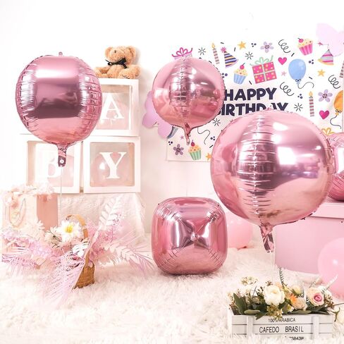 22 Inch Pink Foil Balloons, 6Pcs Large Metallic Pink Round Balloons, Baby Pink Balloon for Women Princess Birthday Party Baby Shower Wedding Decorations in Saudi Arabia