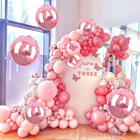 22 Inch Pink Foil Balloons, 6Pcs Large Metallic Pink Round Balloons, Baby Pink Balloon for Women Princess Birthday Party Baby Shower Wedding Decorations in Saudi Arabia
