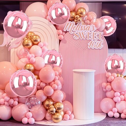 22 Inch Pink Foil Balloons, 6Pcs Large Metallic Pink Round Balloons, Baby Pink Balloon for Women Princess Birthday Party Baby Shower Wedding Decorations in Saudi Arabia