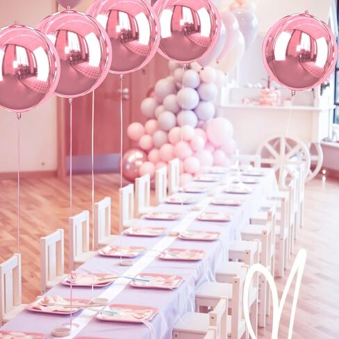 22 Inch Pink Foil Balloons, 6Pcs Large Metallic Pink Round Balloons, Baby Pink Balloon for Women Princess Birthday Party Baby Shower Wedding Decorations in Saudi Arabia