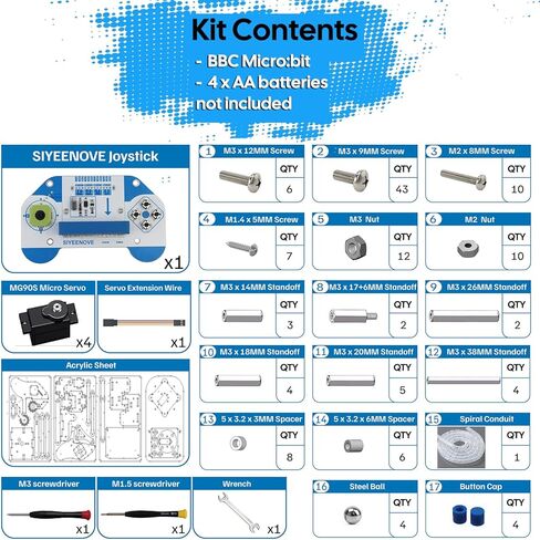 microbit Smart Robotic Arm Kit, 4DF Programmable Mechanical Arm Building Kit for Makers & STEM Enthusiasts to Learn Coding, Science & Engineering, Micro:bit v2 and AA Batteries not Included in Saudi Arabia