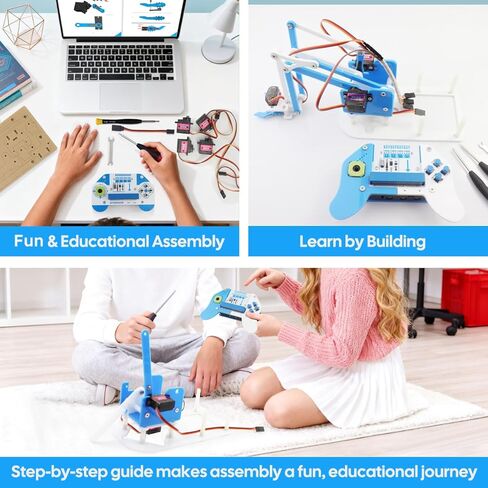 microbit Smart Robotic Arm Kit, 4DF Programmable Mechanical Arm Building Kit for Makers & STEM Enthusiasts to Learn Coding, Science & Engineering, Micro:bit v2 and AA Batteries not Included in Saudi Arabia