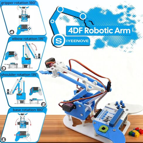microbit Smart Robotic Arm Kit, 4DF Programmable Mechanical Arm Building Kit for Makers & STEM Enthusiasts to Learn Coding, Science & Engineering, Micro:bit v2 and AA Batteries not Included in Saudi Arabia