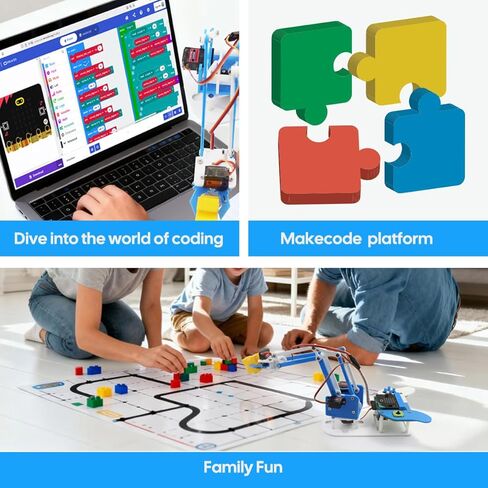 microbit Smart Robotic Arm Kit, 4DF Programmable Mechanical Arm Building Kit for Makers & STEM Enthusiasts to Learn Coding, Science & Engineering, Micro:bit v2 and AA Batteries not Included in Saudi Arabia