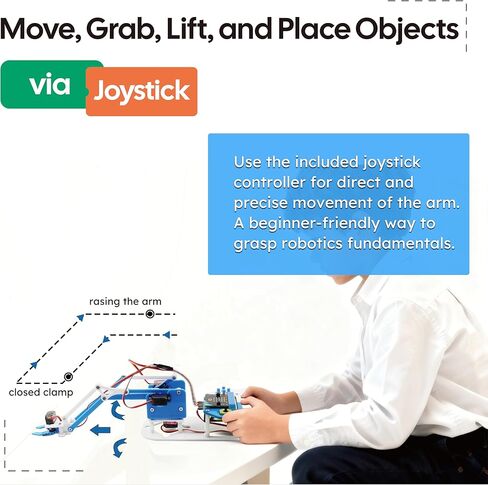 microbit Smart Robotic Arm Kit, 4DF Programmable Mechanical Arm Building Kit for Makers & STEM Enthusiasts to Learn Coding, Science & Engineering, Micro:bit v2 and AA Batteries not Included in Saudi Arabia