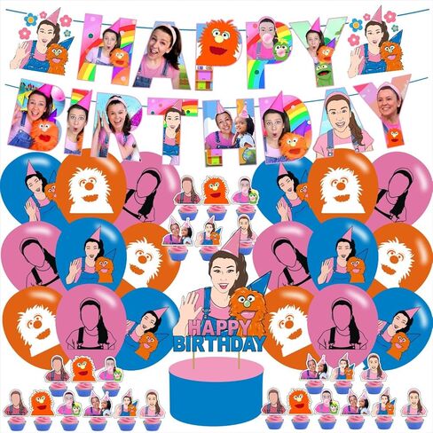 Generic Rachel Birthday Decorations, Cartoon Teacher Party Supplies for Girls & Boys with Happy Birthday Banner, Cake & Cupcake Toppers, Balloons in Saudi Arabia