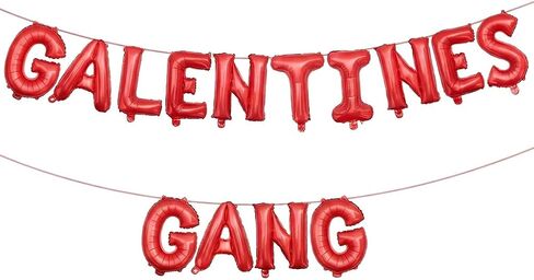 لافتة Happy Galentine's Day ديكورات Galentines Gang Bolloons، لوازم حفلات Galentines وإكسسواراتها للفتيات والسيدات الليلية ودعامات الصور، أحمر in Kuwait