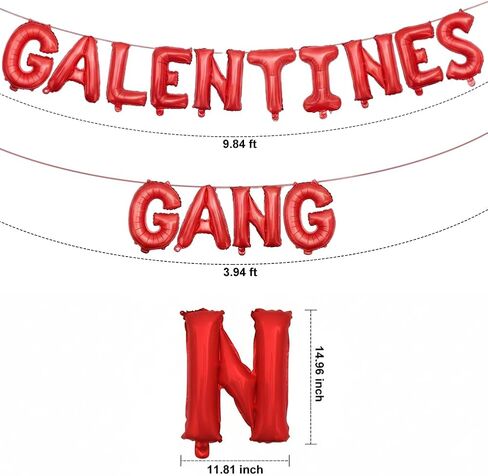 لافتة Happy Galentine's Day ديكورات Galentines Gang Bolloons، لوازم حفلات Galentines وإكسسواراتها للفتيات والسيدات الليلية ودعامات الصور، أحمر in Kuwait