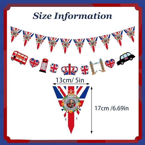 British Party Banner UK England Flag Pennant Banner London Hanging Garland Decor UK Birthday Party Bunting Banners for Hanging Coronation Union Jack Partys Decoration in Saudi Arabia