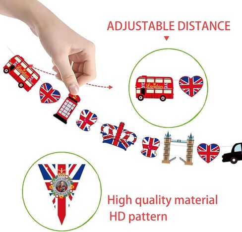 British Party Banner UK England Flag Pennant Banner London Hanging Garland Decor UK Birthday Party Bunting Banners for Hanging Coronation Union Jack Partys Decoration in Saudi Arabia