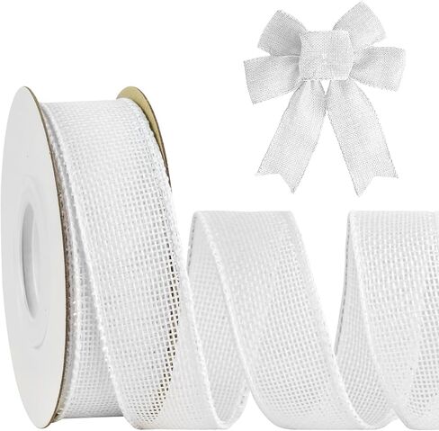 Mupera Premium Navy Blue Burlap Wired Ribbon 1 Inch x 30 Feet - Thick Fade & Puncture Resistant Craft Ribbon for Wedding Decor, Gift Wrapping, Bows & Wreath Making in Saudi Arabia