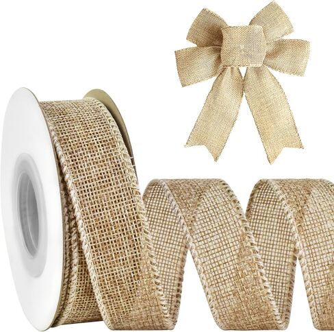 Mupera Premium Navy Blue Burlap Wired Ribbon 1 Inch x 30 Feet - Thick Fade & Puncture Resistant Craft Ribbon for Wedding Decor, Gift Wrapping, Bows & Wreath Making in Saudi Arabia