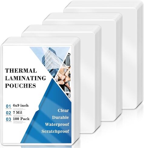 Lamination Pouches 6" x 9" Clear Laminating Pouch 100 Pack 5 mil Index Card Laminating Pouches File Card Laminating Pouches Thermal Laminate Pouch Tags for Work Permits Pass Cards Student ID Cards in Kuwait