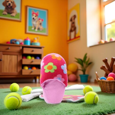 1Pc Pink Cute Pet Puppy Dog Cat Slipper Shape Plush Chew Play Toy Flip-Flops Squeaky Toys Dog Squeak Toys Pet Supplies, Fun for Indoor Puppies and Senior Pups, Plush No Mess Chew and Play in Saudi Arabia