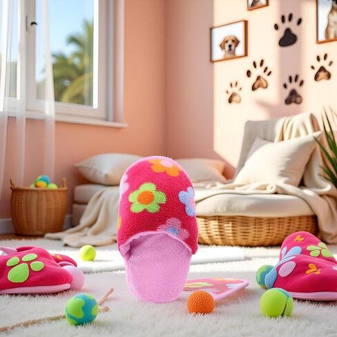 1Pc Pink Cute Pet Puppy Dog Cat Slipper Shape Plush Chew Play Toy Flip-Flops Squeaky Toys Dog Squeak Toys Pet Supplies, Fun for Indoor Puppies and Senior Pups, Plush No Mess Chew and Play in Saudi Arabia
