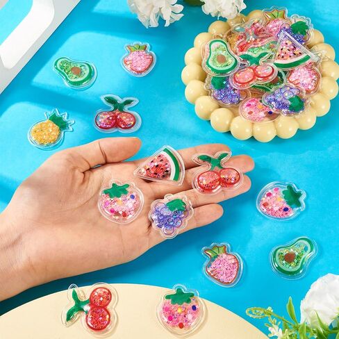 Cheriswelry 35Pcs Fruit Plastic Cabochon Cute Fruit Paillette Flatback Cabochon No Hole 34.5-35mm for Hair Accessories Scrapbooking Pin Handicraft Making Home Decorations in Saudi Arabia