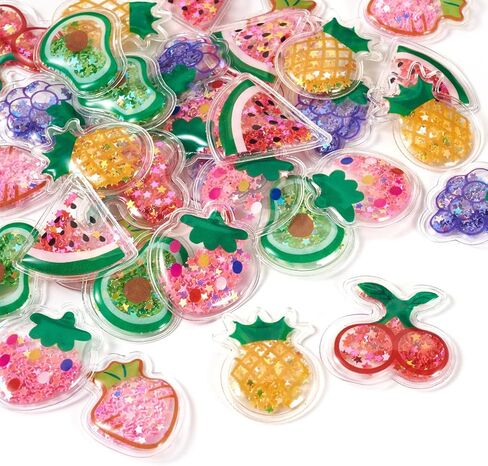 Cheriswelry 35Pcs Fruit Plastic Cabochon Cute Fruit Paillette Flatback Cabochon No Hole 34.5-35mm for Hair Accessories Scrapbooking Pin Handicraft Making Home Decorations in Saudi Arabia