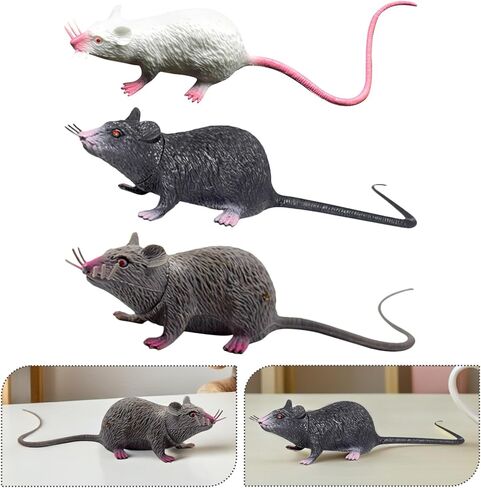 Garneck 3 Pieces Fake Rat Realistic Mulated Mouse Halloween Prank Toy Accessories for Halloween Carnival April Fool'S Day Decorations in Saudi Arabia