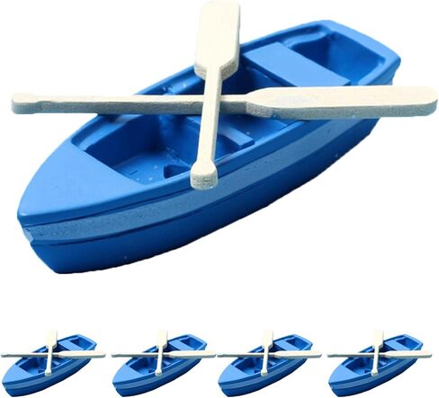 NUOBESTY 5 Sets Mini Boat Figurines Miniature Resin Canoe Models with Paddles for Micro Landscape Decors in Saudi Arabia